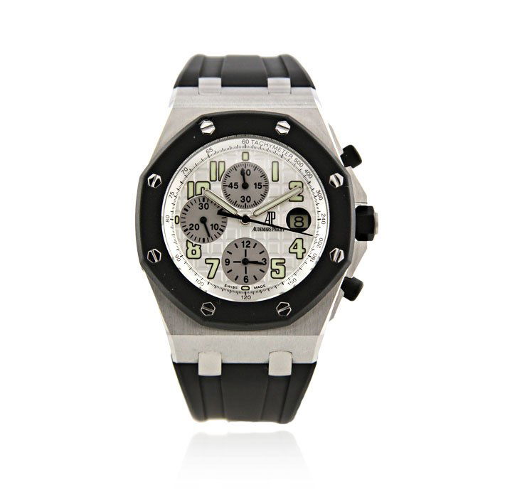 Audemars Piguet Royal Oak Offshore Chronograph Wristwat: Audemars Piguet Royal Oak Offshore Chronograph Wristwatch A4032. Good Condition! TM10621RT. One, Audemars Piguet Royal Oak Offshore Chronograph wristwatch electronically tested stainless steel, Case: