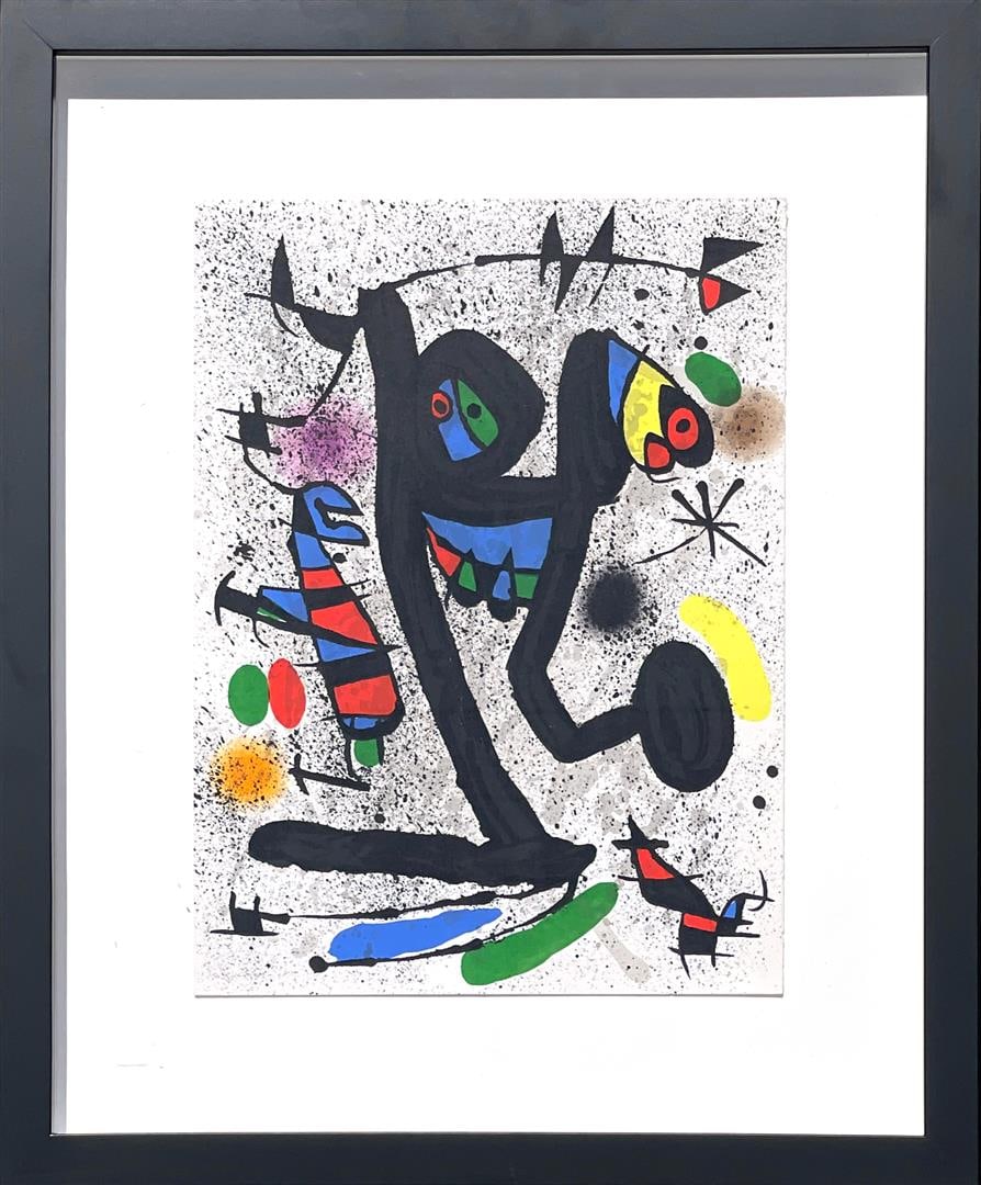 Joan Miro Butterfly Girl: This is an original stone lithograph, circa 1971 by Joan Miro. It is a 15 x 11 inch lithograph and comes framed at 22 x 18". IFPDA Certificate of Authenticity upon Sale.