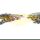Vintage 14K Yellow Gold 3.75 ctw Amethyst & Opal Textured Open Bangle Bracelet