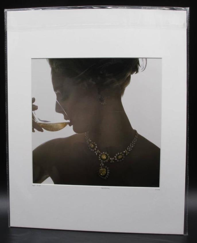 Bert Stern Champagne Jewerly Diamonds Vogue Fashion: Champagne Certified Photograph, Bert Stern YellowKorner Certified Photograph. Certificate of Authenticity from YellowKorner affixed to the back. Matted Dimensions 16"x20". Protected with Clear Mylar S