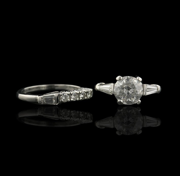 Platinum 2.37ctw VS2-I2/G-H Diamond Wedding Ring Set A4: Platinum 2.37ctw VS2-I2/G-H Diamond Wedding Ring Set A4343. Good Condition! VT5212TC. One electronically tested platinum ladies cast diamond wedding set with a bright polish finish. The wedding set in