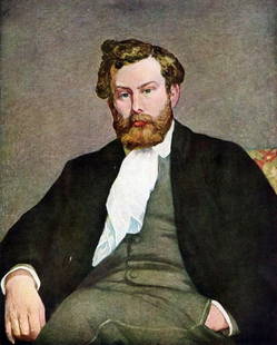 Renoir - Portrait Of Alfred Sisley: Artist: Pierre-Auguste Renoir 1841-1919 - Title: Portrait Of Alfred Sisley - Medium: Fine Art Reproduction Giclee on Canvas - Image Size: Approximately 32 inches x 25.5 inches - Unframed on Unstretche