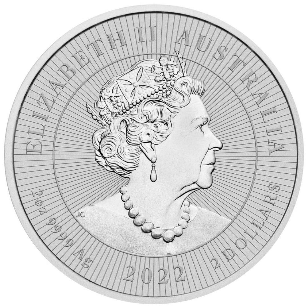 2022 2oz Australian Piedfort Dingo Silver Coin: The 2022 2 oz Australian Piedfort Dingo Silver Coin is the fifth release in the popular Next Generation Series, showcasing a mother dingo and her pup in a beautiful field of flowers. Struck in 2 troy 
