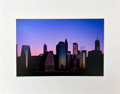 NYC Skyline Vincent Garnier New York Landscape: Pink NYC Skyline Vincent Garnier YellowKorner Certified Photograph. Certificate of Authenticity from YellowKorner affixed to the back. Matted Dimensions 16"x20". Protected with Clear Mylar Sleeve.