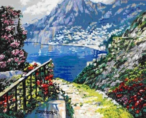 Howard Behrens "Road to Positano": Howard Behrens "Road to Positano" Hand Signed and Numbered Limited Edition Serigraph on PaperHoward Behren's painted three images to honor his wife, Judy Behrens, which is know as the "My Beloved seri