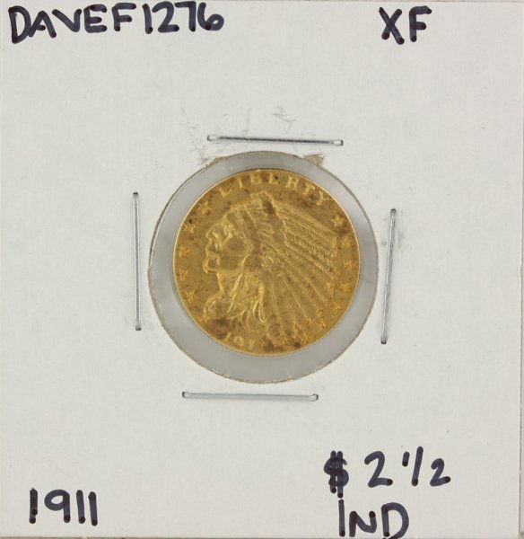 1911 $2 1/2 XF Indian Head Quarter Eagle Gold Coin DAVE: 1911 $2 1/2 XF Indian Head Quarter Eagle Gold Coin DAVEF1276. As-Is Condtion! MC913DF. One 1911 $2 1/2 XF Indian Head Quarter Eagle Gold Coin. Thank you for viewing this lot! We are always adding new
