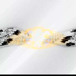 Antique Victorian 14K Gold.40 ctw Cushion Old Mine Diamond Belcher Solitaire Rin: An antique solid 14k yellow gold solitaire belcher ring, with 1 cushion old cut natural diamond (G - VS1; 0.40ct). The ring is size 4.5, weighs a total of 2.08 grams, and measures 6.0mm wide.