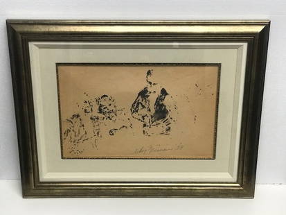 LeRoy Neiman "Cuisine": LeRoy Neiman "Cuisine" Original marker sketch on Paper signed by LeRoy Neiman - Circa 1958 - Framed size = 34"x26" - Includes Certificate of Authenticity