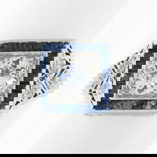 Antique Art Deco Platinum 1.42 ctw European Diamond & Sapphire Engagement Ring: An antique solid platinum ring, with 1 old european cut natural diamond (J - VS2 ; 0.52ct ), 6 old single cut natural diamonds ( G-I - SI1-I1 ; 0.18ctw), and 24 square step cut natural sapphires (0.72