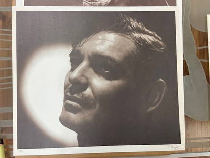 Clark Gable by Laszlo Willinger: A sepia tone lithograph from Laszlo Willinger's orig negative # 252/325 signed by Willinger. 19.5 x 22.25"