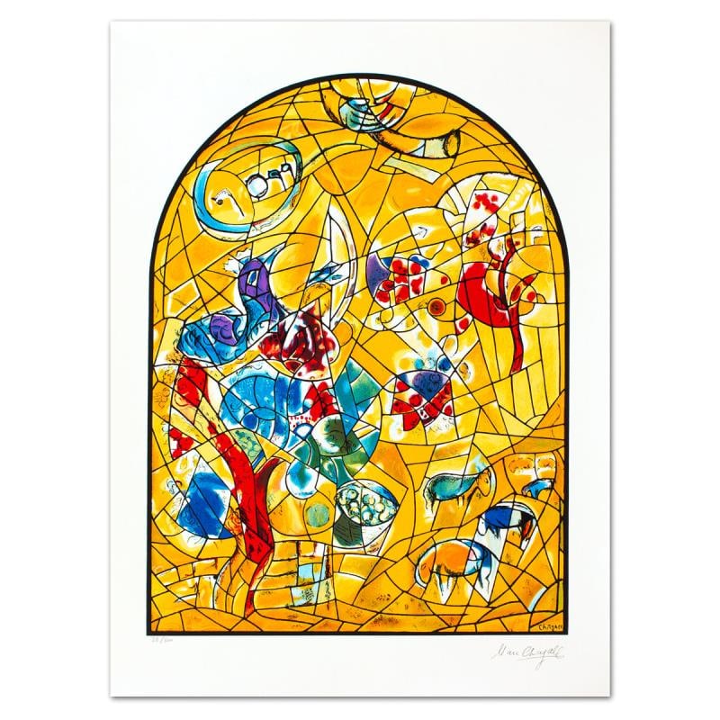 Joseph by Chagall (1887-1985): "Joseph" is a limited edition serigraph on paper by Marc Chagall (1887-1985). Authorized by the Chagall Estate and ADAGP Paris the piece is plate signed and comes with a letter of authenticity. Measur