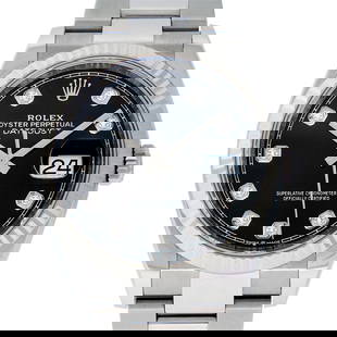 Rolex Mens Stainless Steel 36MM Black Diamond Dial Fluted Bezel Datejust Wristwa: One Mens Pre Owned Rolex Datejust 36MM Polished, Serviced & Electronically Tested, Rolex Stainless Steel Case: 36mm, Stainless Steel Crown, Rolex Bezel: 18K White Gold Fluted Bezel, Crystal: Sapphire