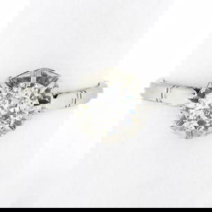 Antique Art Deco French Platinum Illusion Set Diamond Solitaire Engagement Ring: An antique solid platinum engagement ring, with 1 old european cut natural diamond (G - I1 ; 0.80ct). The ring is size 8.0, weighs a total of 3.22 grams, and measures 8.6mm wide.