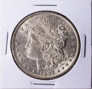 1897 $1 Morgan Silver Dollar Coin CH BU: One 1897 $1 Morgan Silver Dollar Coin CH BU.