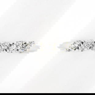 Antique 14k White Gold 0.60 ctw European Diamond Prong 5 Stone Wedding Band Ring: An antique solid 14k white gold band ring, with 5 old european cut natural diamonds (H/I - VS1-SI2 ; 0.60ctw). The ring is size 8.0, weighs a total of 2.60 grams, and measures 3.25mm wide.