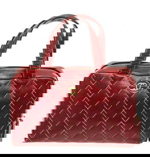 Chanel Red Wild Stitch Tote Bag: One Chanel Red Wild Stitch Tote Bag. Item is sold AS-IS. All available information is listed in the description and shown in the photo. Chanel red wild stitch tote bag with red leather exterior, contr