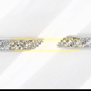 NEW 18k Yellow Gold 1.75 ctw French Cut Channel Diamond Stack Wedding Band Ring: A new solid 18k yellow gold band ring, with 10 French cut natural diamonds (H/I - VVS2/VS1 ; 1.75ctw). The ring is size 5.0, weighs a total of 4.12 grams, and measures 3.60mm wide.