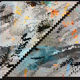 Hues of the Hive by Mario Luca: Stunningly beautiful original acrylic on canvas, hand signed by Artist. This artwork comes framed and ready to hang. Art size 55x55" framed size 57x57"