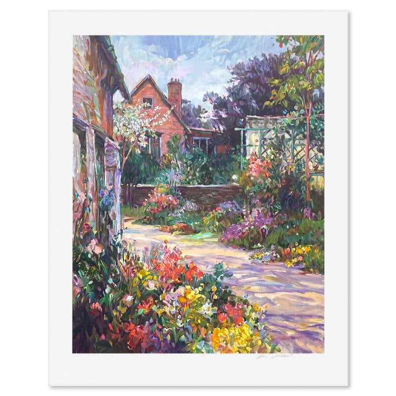 Chichester Garden by Henri Plisson (1933-2006): "Chichester Garden" is a limited edition serigraph on paper by Henri Plisson (1933-2006) numbered and hand signed by the artist. Includes Letter of Authenticity. Measures approx. 35.5" x 30" (border)