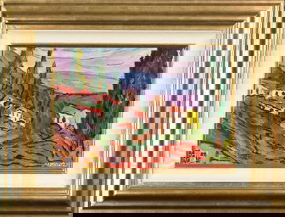 Green Valley by Purple Hills by Manor Shadian: Amazingoriginal acrylic on canvas. Hand signed by artist. Artwork comes with a certificate of authenticity. This artwork comes framed. Art size 12x16 inches.