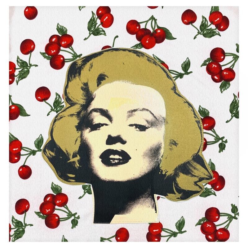 Marilyn Monroe by Steve Kaufman (1960-2010): "Marilyn Monroe" is a hand embellished limited edition silkscreen mixed media on canvas stitched to fabric backing by Andy Warhol protege, Steve Kaufman (1960-2010). This piece is numbered 2/99 and ha