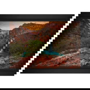 Canyon Paradise by Jongas: "Canyon Paradise" is a limited edition giclee on canvas by photographer Jongas numbered and hand signed by the artist. The piece comes custom framed and includes Letter of Authenticity. Measures appro