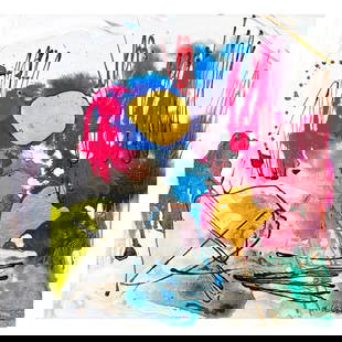 Untitled by Leider Original: This is an original painting, acrylic on canvas by Moshe Leider. The piece is hand signed by the artist and includes a letter of authenticity. Measures approximately 15.5" x 15" (image).