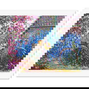 Rose Cottage by Henri Plisson (1933-2006): "Rose Cottage" is a limited edition printers proof serigraph on paper by Henri Plisson (1933-2006) numbered and hand signed by the artist. Includes Letter of Authenticity. Measures approx. 29.5" x 35"