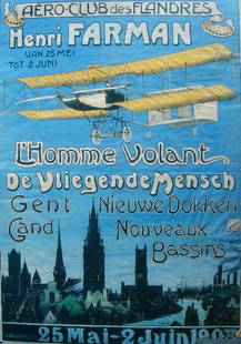 Aero Club Des Flandre: Artist: Unknown - Title: Aero Club Des Flandre - Medium: Fine Art Giclee on Canvas - Image Size: Approximately 32 inches x 22.5 inches - Unframed on Unstretched Canvas