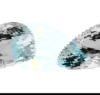5.24 ct.Natural Pear Cut Aquamarine: One natural pear cut aquamarine with an exact weight of 5.24ct., clarity is eye clean, slightly grayish greenish blue, light. Gemological Appraisals Services estimates the retail value at $2017.4 GAS