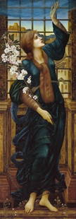 Edward Burne-Jones - Hope: Artist: Edward Burne-Jones - Title: Hope - Medium: Fine Art Reproduction Giclee on Canvas - Image Size: Approximately 20 inches x 7 inches - Unframed on Unstretched Canvas - Biography: Sir Edward Cole