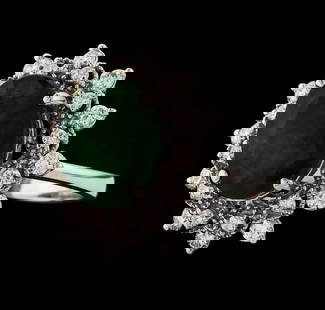 3.09 ctw Emerald and Diamond Ring - 14KT White Gold: One ring : 14KT white gold weighing 3.86gm containing emerald with a total weight of 3.09ctw and side diamonds weighing 0.47ctw.