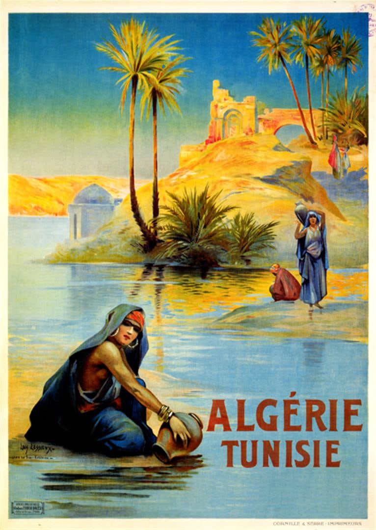 Louis Lessieux - Algerie Tunisie: Artist: Louis Lessieux Title: Algerie Tunisie Medium: Fine Art Reproduction Giclee on Canvas Image Size: Approximately 32 inches x 22.75 inches Unframed on Unstretched Canvas