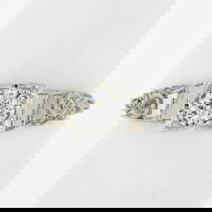 Art Deco 18k White Gold .40 ctw Old Cut Diamond Solitaire Engagement Promise Rin: An antique solid 18k white gold engagement ring, with 1 old european cut natural diamond (G - SI1 ; 0.36ct), and 2 old european cut natural diamonds (G - SI1 ; 0.04ctw). The ring is size 6.5, weighs a