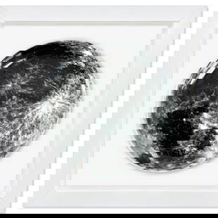 Last Moon by Longo Robert: "Last Moon" is a limited edition fine bone china plate by Robert Longo. This plate is custom framed and floated on linen. Measures approx. 15.5" x 15.5" (frame) 10.5" (plate diameter).