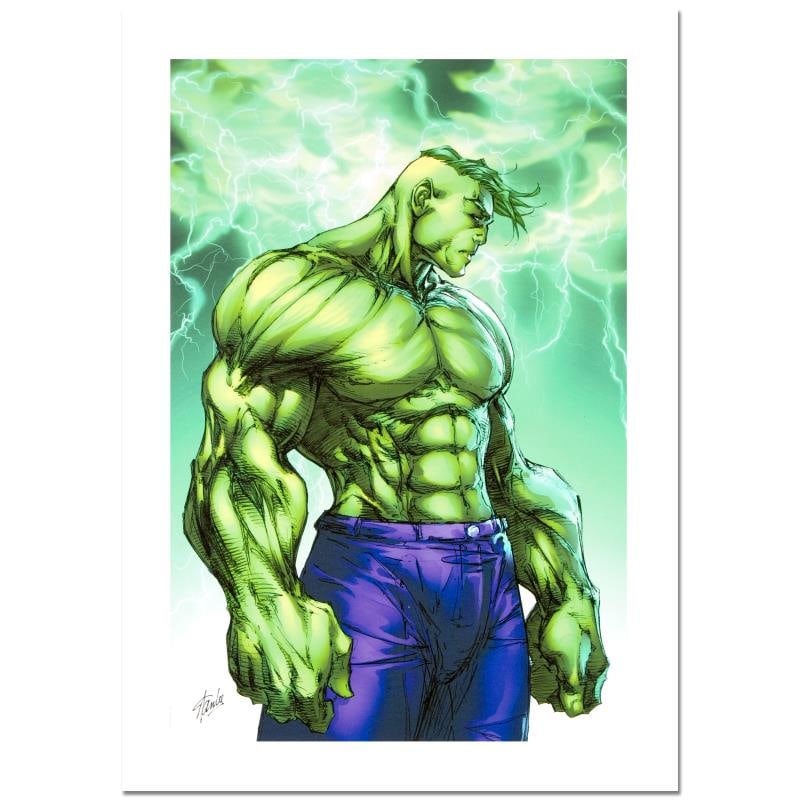 Hulk #7 by Stan Lee: A piece of comic book history, this limited edition print, drawn by Michael Turner (1971-2008), depicts the popular hero The Hulk. Michael Turner started his career at Top Cow Productions, where he co