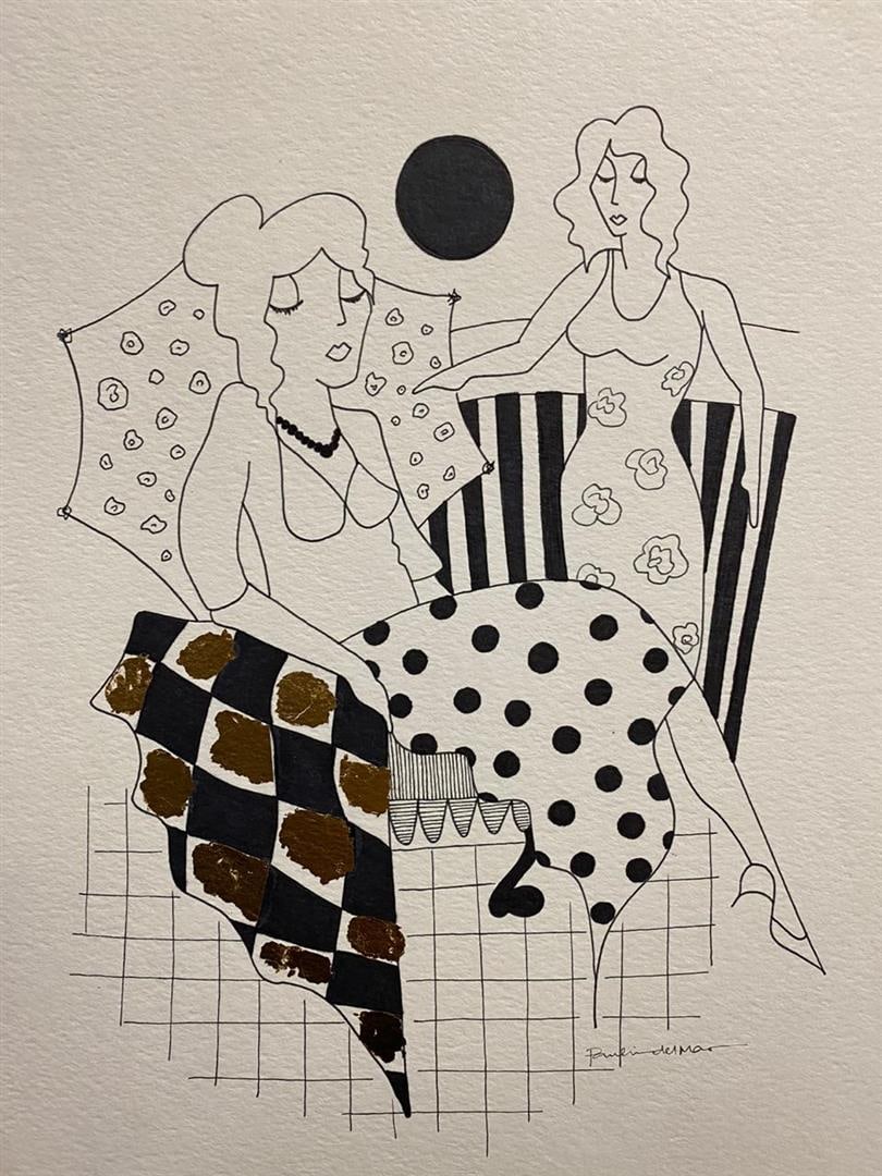 Tarkay Lady 5 by Del Mar, Paulina: Tarkay Lady 5 by Del Mar, Paulina. Original One-of-a-Kind Hand Signed Pen and Ink. Dimensions: 15 x 11. Excellent Condition.