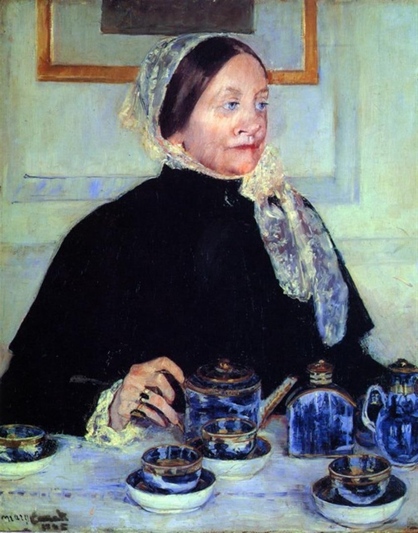 Mary Cassatt - Lady At The Tea Table 1883: Artist: Mary Stevenson Cassatt (b. 1844 - 1926) Title: Lady At The Tea Table 1883 Medium: Fine Art Reproduction Giclee on Canvas Image Size: Approximately 20 inches x 15.75 inches Unframed on Unstretc