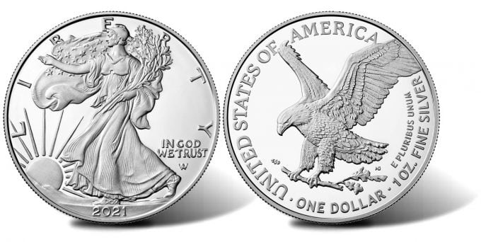2021 Type-2 American .999 Fine Silver Eagle Dollar Coin: One 2021 Type-2 American .999 Fine Silver Eagle Dollar Coin.