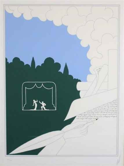 WRITER IN LANDSCAPE by ERTE: WRITER IN LANDSCAPE by ERTE. Limited Hand Signed Serigraph. Dimensions: 23 x 17. Very Good Condition.