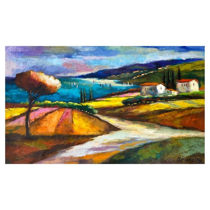 Untitled by Brodinsky Original: This is an original oil painting on canvas by Slava Brodinsky, hand signed by the artist. Includes Letter of Authenticity. Measures approx. 24" x 40" (image).