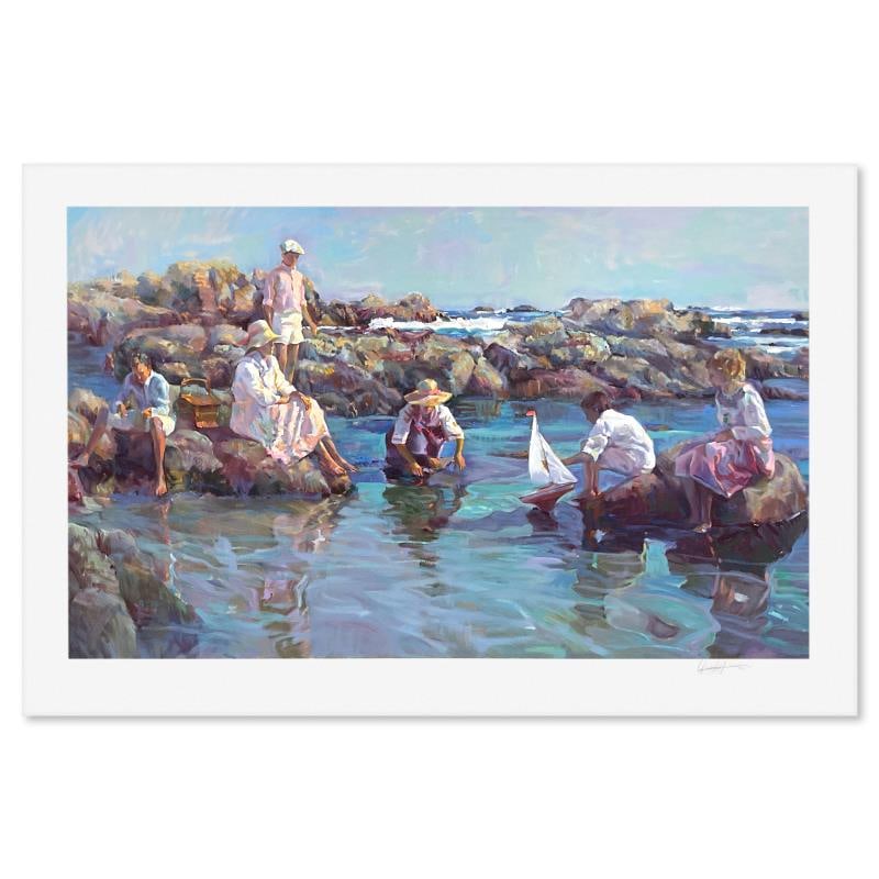Seashore Playground by Hatfield, Don: "Seashore Playground" is a limited edition printer's proof serigraph on paper by Don Hatfield, numbered and hand signed by the artist. Includes Letter of Authenticity. Measures approx. 31.5" x 48" (bo