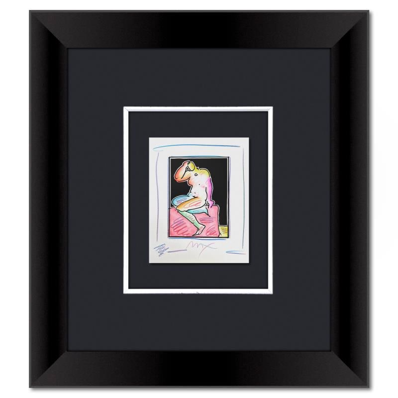 Untitled by Peter Max: This is a one-of-a-kind mixed media on paper, hand signed by Peter Max. The piece comes custom framed with a backside cutout to display Peter Max Studio registration number 370948 certifying authentic