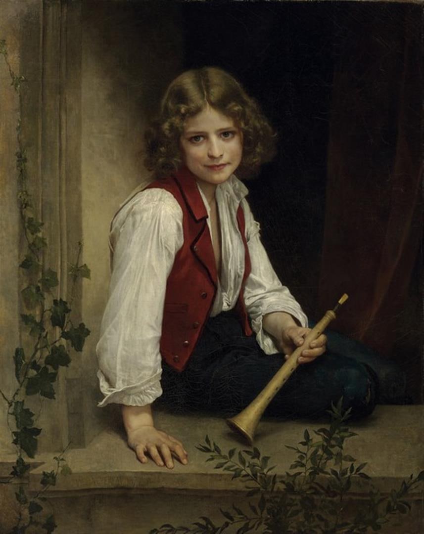 William Bouguereau - Pifferaro: Artist: William Bouguereau - Title: Pifferaro - Medium: Fine Art Reproduction Giclee on Canvas - Image Size: Approximately 20 inches x 15.75 inches - Unframed on Unstretched Canvas - Biography: Willia