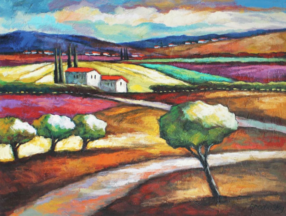 BRODINSKY TUSCAN VACATION ORIGINAL OIL: Artist: Slava Brodinsky (b. 1955) - Title: Tuscan Vacation - Medium: Original Oil on Canvas - Signature: This one-of-a-kind work is hand-signed by the artist at the bottom of the image - Image Size: A