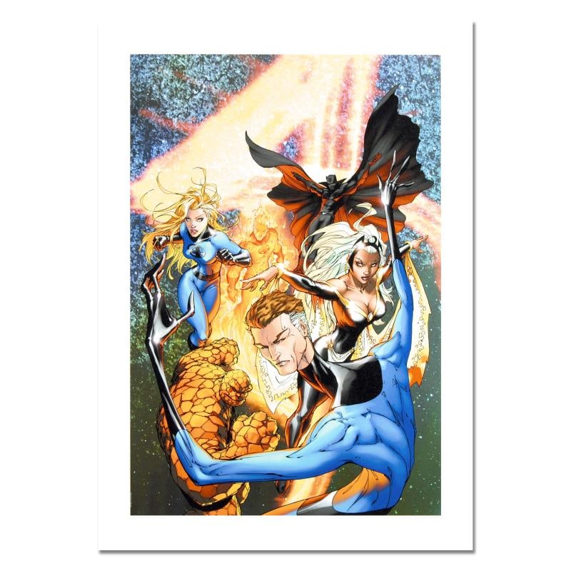 Fantastic Four #548 by Marvel Comics,: A piece of comic book history, this limited edition print, drawn by Michael Turner (1971-2008), depicts the central characters from the Fantastic Four. Michael Turner started his career at Top Cow Pro