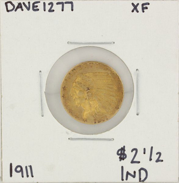 1911 $2 1/2 XF Indian Head Quarter Eagle Gold Coin DAVE: 1911 $2 1/2 XF Indian Head Quarter Eagle Gold Coin DAVEF1277. As-Is Condtion! VO913XP. One 1911 $2 1/2 XF Indian Head Quarter Eagle Gold Coin. Thank you for viewing this lot! We are always adding new