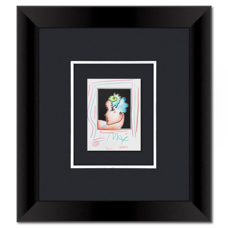 Untitled by Peter Max: This is a one-of-a-kind mixed media on paper, hand signed by Peter Max. The piece comes custom framed with a backside cutout to display Peter Max Studio registration number 340203 certifying authentic
