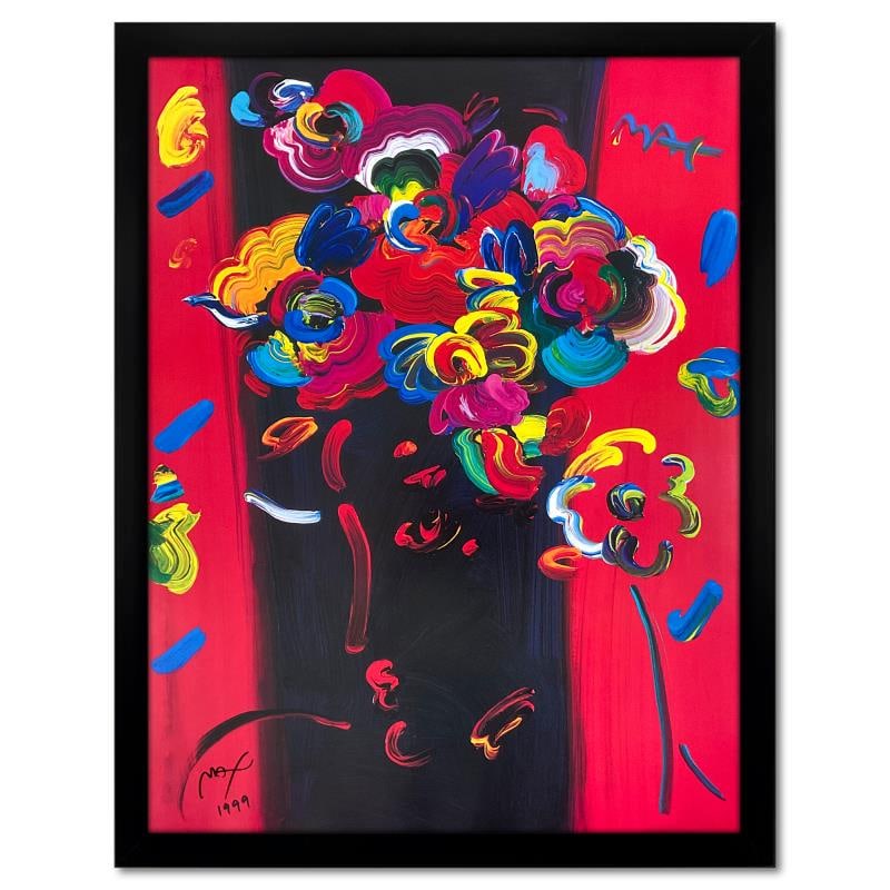 Roseville Profile by Peter Max: "Roseville Profile" is an offset lithograph on paper by Peter Max, hand signed by the artist. This piece comes custom framed. Includes Letter of Authenticity. Measures approx. 36" x 28" (frame), 32" x