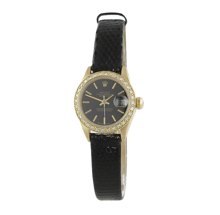 Ladies 18KT Gold Rolex DateJust Wristwatch BD358: Ladies 18KT Gold Rolex DateJust Wristwatch BD358. Good Condition! VJ9522NE. One ladies, hand crafted & machine milled rolex Lady DateJust model wristwatch electronically tested 18KT yellow gold, Circa